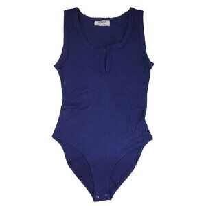 Zenana Womens Sleeveless Bodysuit S Blue Polyester Spandex